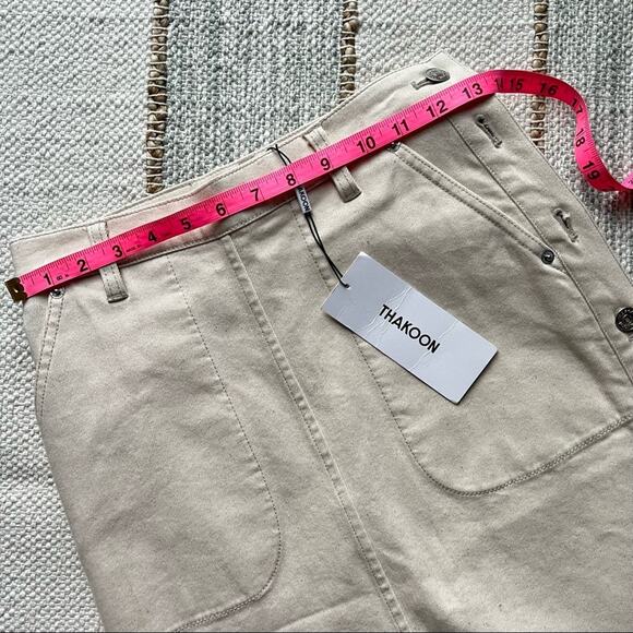 Thakoon Ecru Denim Side Button Closure Midi Skirt Women’s Size 0 NWT - Picture 8 of 14